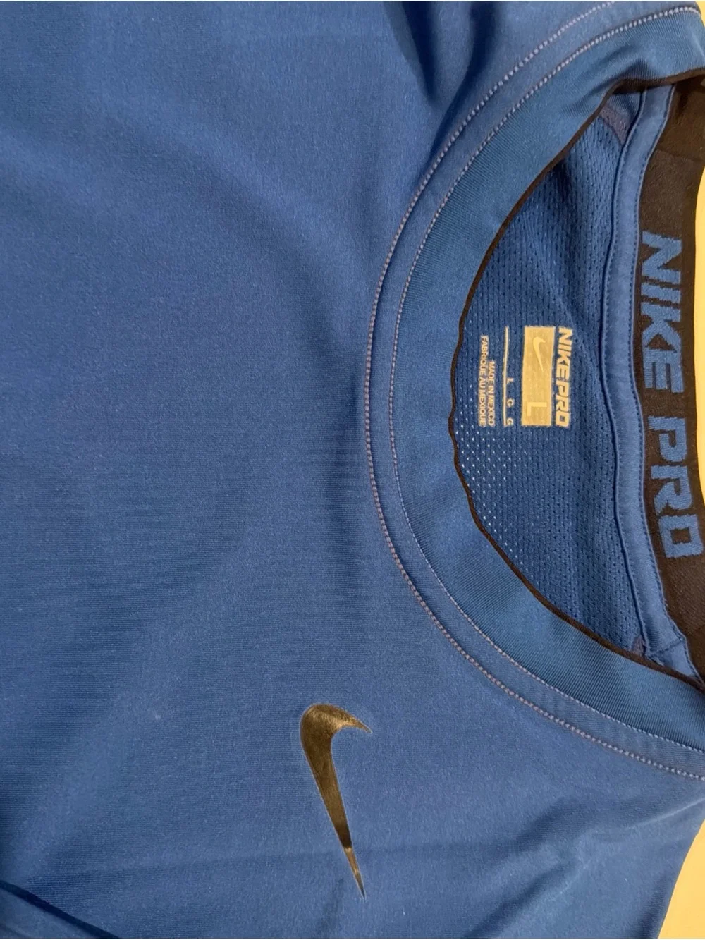 Nike Pro Combat Men's Long Sleeve Training Top in Royal Blue with Black Accents